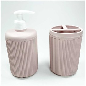 Resim Plastik Sıvı Sabunluk ve Diş Fırçalık Set Renk Pudra 