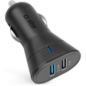 Resim Sbs Mini Araç Şarj Cihazı 12/24V 2400 Mah 2 Usb Çıkışı Siyah Tecr 