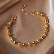 Resim 1 adet Zarif 24K Altın Kaplama Alaşım Yuvarlak Boncuk Bilezik, Ayarlanabilir Lüks Gelin Gelinlik Takı, Şükran Günü, Günlük Giyim ve Hediye Verme için Mükemmel 