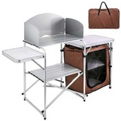 Resim Madfox Luxi Katlanır Portatif Kamp Mutfağı Masası Gümüş 
