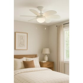 Resim Vanti 60W E27 6 Kanatlı Avizeli Beyaz Ahşap Tavan Vantilatörü KCF281 