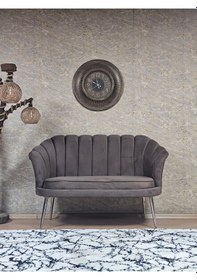 Resim Zafir İkili İstiridye Krom Kaplama Sivriltme Ayak Çay Seti Koltuk İkili Berjer , İkili Berjer Koltuk Kahverengi 