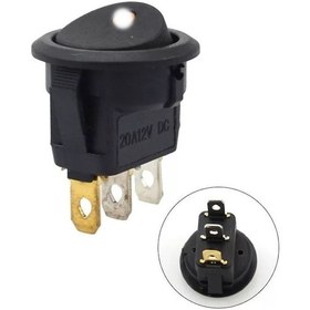 Resim Ic-132A Yuvarlak Nokta Işıklı Beyaz Anahtar On-Off 3P 12V 20A 5 Adet 