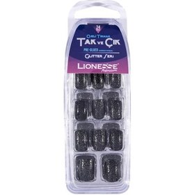 Resim Lionesse Glitter Seri Takma Tırnak Simli Siyah 4432 