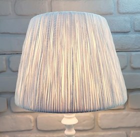 Resim Beyaz Rustik Klasik Metal Yüksek Ayaklı Pileli Makrome ve Kağıt İp Örme Şapkalı Abajur Masa Lambası (Kağıt İpli Beyaz) 