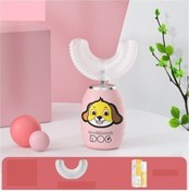 Resim Çocuk Diş Fırçası - Willowhaven U Şekilli Silikon Elektrikli Diş Fırçası 3 Vites, Şarj Edilebilir, Pembe Köpek Yavrusu 