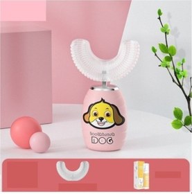 Resim Çocuk Diş Fırçası - Willowhaven U Şekilli Silikon Elektrikli Diş Fırçası 3 Vites, Şarj Edilebilir, Pembe Köpek Yavrusu 