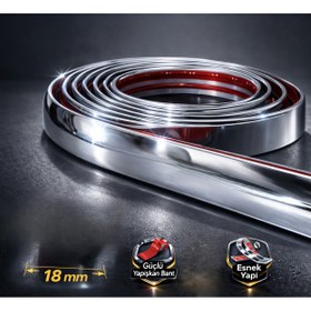 Resim SİVOR Ford Sprinter Uyumlu Yapışkanlı 18mm 10 METRE Krom Nikelaj Trim Şerit – Araç Dış Dekor Bandı 