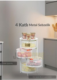 Resim 4 Katlı Sebzelik Açılır Metal Patates Soğan Sepeti Paslanmaz Meyvelik Organizer Sepet Beyaz Beyaz 