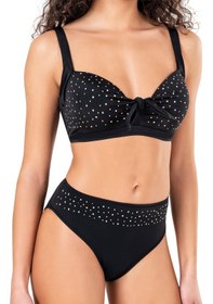 Resim Endeep Kadın Fiyonk ve Taş Detaylı Büyük Beden Nar Çiçeği Bikini Takımı Çok Renkli 