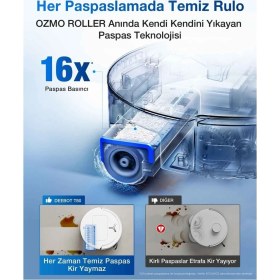 Resim Ecovacs 18000PA Zerotangle 3.0 Ozmo Roller Gerçek Zamanlı Mop Yıkama 75°c Sıcak Sulu Omnı Robot Süpürge 