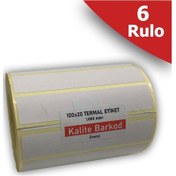 Resim 100X20 Termal Etiket 6 Rulo Barkod Etiketi Kalite Barkod 