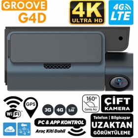 Resim Groove G4D 4G LTE 4K UHD Ön+Arka Araç İçi Kamera Sim Kart Destekli Uzaktan Erişim Canlı Video |WiFi| 