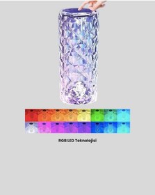 Resim Nrzsnt Kristal Tasarımlı Rgb Led Gece Lambası Kumandalı, Renk Değiştiren Dekoratif Işık 