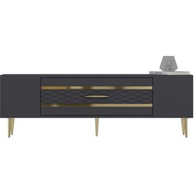 Resim Dekolp2ct Tv Sehpası Antrasit-altın 