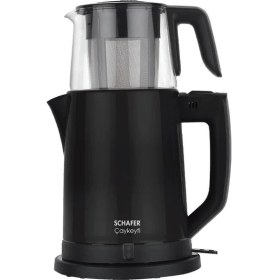 Resim Schafer Çaykeyfi Çay Makinesi 1,8 L Cam Demlikli Siyah Renkli Güçlü 1500 W 