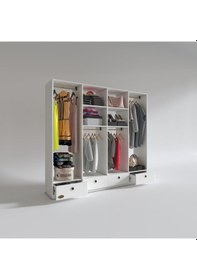 Resim Kenzlife giysi dolabı 4 bölmeli 4 çekmeceli kamil 182*200*42 byz 