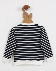 Resim Luess Erkek Çocuk Çizgili Baskı Detaylı Sweatshirt 6ay-4yaş -lacıvert Lacivert 