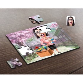 Resim Kişiye Özel Kadın Öğretmen Karikatürlü Ahşap Puzzle-5 