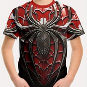 Resim Erkek Çocuklar İçin 3D Örümcek Kalp Baskılı T-Shirt - Yaz İçin Şık ve Rahat Kısa Kollu Yuvarlak Yaka Üst, Kızıl ve Siyah Grafik Tişört 