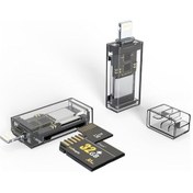 Resim Rogfer Pc / Dizüstü / Akıllı Telefon İçin 8 Pin - Sd / Tf Şeffaf Kart Okuyucu 