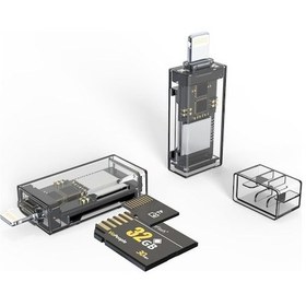 Resim Rogfer Pc / Dizüstü / Akıllı Telefon İçin 8 Pin - Sd / Tf Şeffaf Kart Okuyucu 