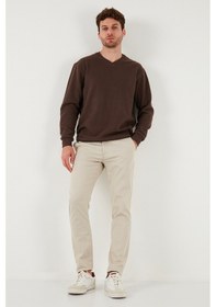 Resim Buratti Pamuklu Regular Fit V Yaka Erkek Kazak 456202 V Kahve 