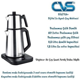 Resim Cvs DN 1557 1.8 L Çelik Isı Ayarlı Digitea + Çay Makinesi 