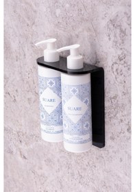 Resim Dekoratif Boş Şampuan Şişesi Duş Jeli Şişesi Askı Aparatlı 3 Parçalı Banyo Duş Seti Hediyelik Beyaz 