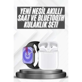 Resim Akıllı Saat Gümüş Kasa Bluetooth Kulaklık Hediyeli Çok Fonksiyonlu Ikili Set 