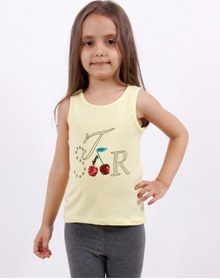 Resim Kız Çocuk Kiraz Nakışlı Atlet Sarı 