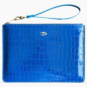 Resim Deri Clutch Çanta | Mavi Rugan Croco 