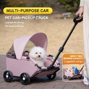 Resim Küçük Köpek Kedi Evcil Hayvanlı Araba - Oxford Kumaş Seyahat Taşıma Kutusu, Şeffaf Güneşlik - Dayanıklı Metal Çerçeve, Rahat Tutma ve Düz Lastikler, Açık Hava Maceraları, Seyahat, Alışveriş ve Yürüyüşler için Uygun, Tüm Mevsimler için Uygun 