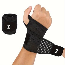 Resim 1 ayarlanabilir spor bilek bandı, bilek eklem desteği sıkıştırma bilek bandı, rahat ve nefes alabilen, hem erkekler hem de kadınlar için uygun, tek beden herkese uyar 