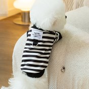 Resim Çizgili Evcil Hayvan Sweatshirtü ve Tasma Bağlantısı - Küçük Irklar için Rahat Polyester Köpek & Kedi Giyim, Sadece Elde Yıkama, Evcil Hayvan Yürüyüş Giyim|Şık Evcil Hayvan Modası|Dayanıklı Evcil Hayvan Kıyafetleri, Köpek Kazak 