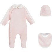 Resim Pembe 3lü Şerit Detaylı Unisex Bebek Tulum Seti 