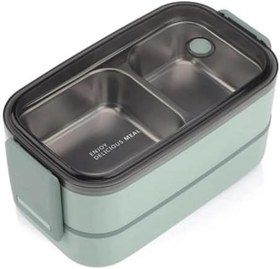 Resim Vagonlife Beslenme Kutusu İki Katlı - Paslanmaz Çelik - 1400ml (Kaşık ve Çatal) Lunch Box (Yeşil) 