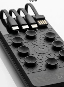 Resim Powerbank 12.000 Mah Wireless Standlı Vantuzlu Dahili Çoklu Kablo 4in1 Kablolu Ve Kablosuz Siyah 