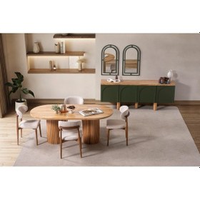 Resim Gaia İskandinav Oval Natural Ahşap Bohem Masa 80x180 Natural Ayak - Natural Üst 