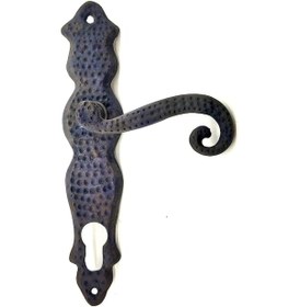 Resim Antika Tarz Dekoratif Pirinç Kıvrık Banyo Kapı Kolu - 210x43 Mm, Oksit Tdrtr 