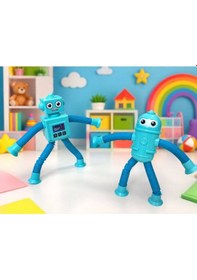 Resim Eğlenceli Vantuzlu Uzayan Robot - Mavi 