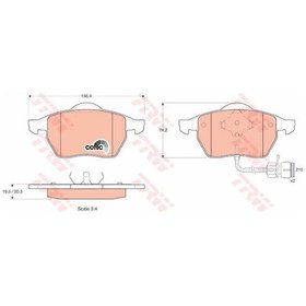 Resim TRW GDB1049 Fren Balatası Ön 100 90- A6 94- Yuvarlak Soket 