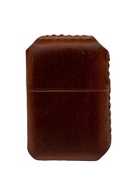 Resim Handmade El Yapımı Hakiki Deri Zippo Modeli Çakmak Koyu Kahverengi 