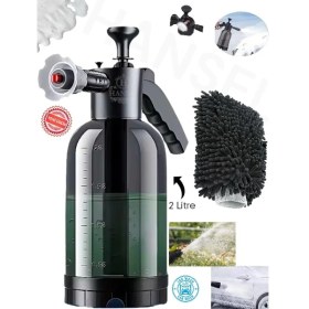 Resim Maksimum Basınçlı Köpük Atan Pompa Oto Yıkama Köpürtme + Mikrofiber Araba Yıkama Eldiveni New 