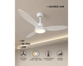 Resim Kendal Elektrik Vanti KCF321 Dekoratif Tavan Vantilatör Beyaz 