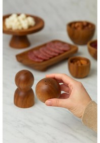 Resim Akasya 2 Li Top Tuzluk Biberlik Seti - Şık Ve Doğal Ahşap 