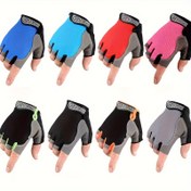 Resim Fitness için Yarım Parmak Spor Eldiven Çifti, Kaymayı Önleyen ve Callusları Önleyen Unisex Antrenman Eldivenleri, Solunabilir ve Hızlı Kuruyan Outdoor Bisiklet Eldivenleri, Erkek ve Kadınlar için M Beden. 
