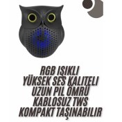 Resim Techno Stock Bluetooth Hoparlör Tws Kablosuz Rgb Işıklı Dekoratif Taşınabilir Baykuş 