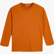 Resim Erkek Çocuk Pamuklu Uzun Kollu Bisiklet Yaka Oversize Basic Tişört 