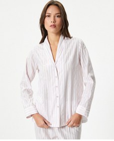 Resim Koton Gömlek Yaka Pijama Üstü Uzun Kollu Düğmeli Pınk Strıpe 4slk50035mw Pembe 